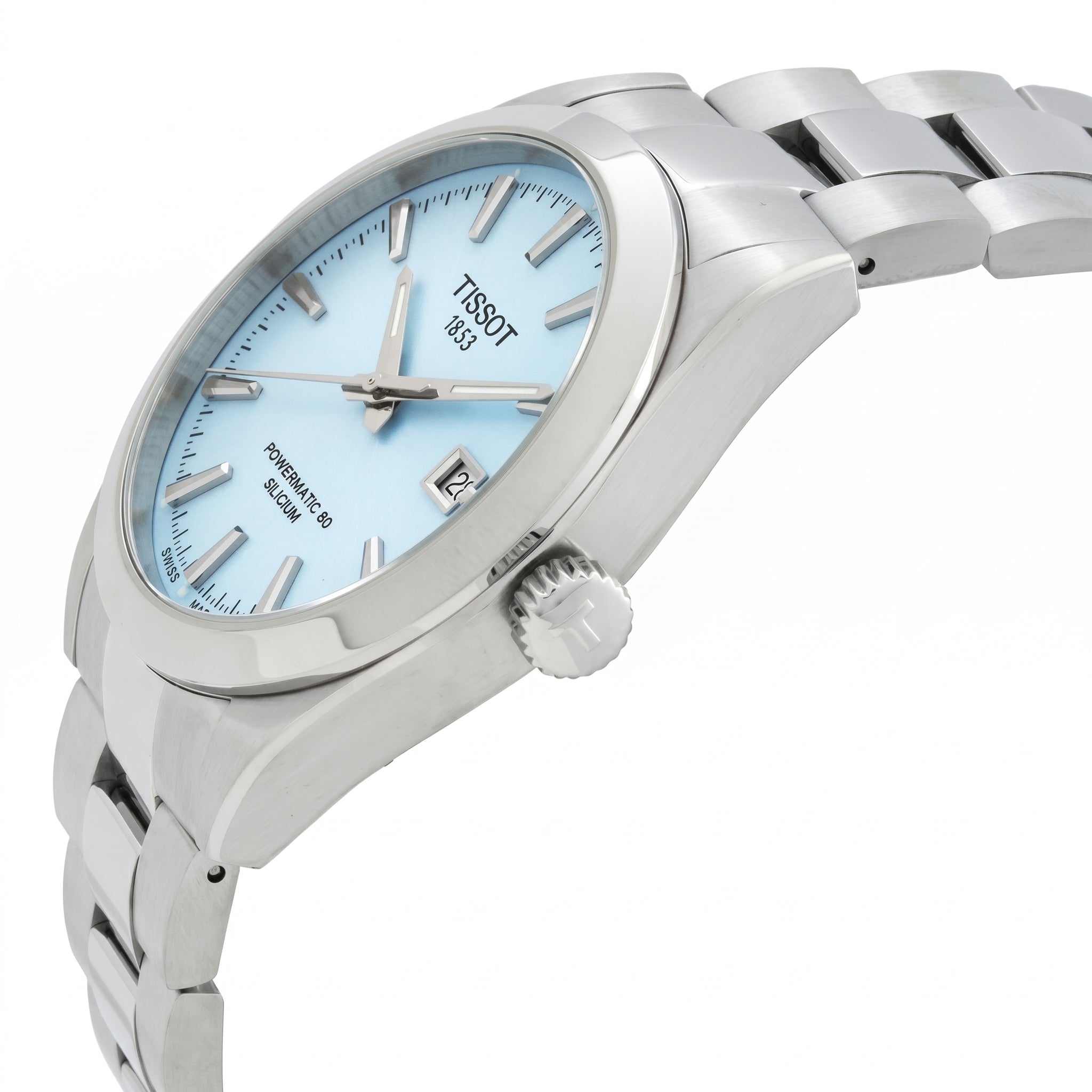 TISSOT — Gentleman Powermatic 80 Automatic Ice Blue Dial Watch