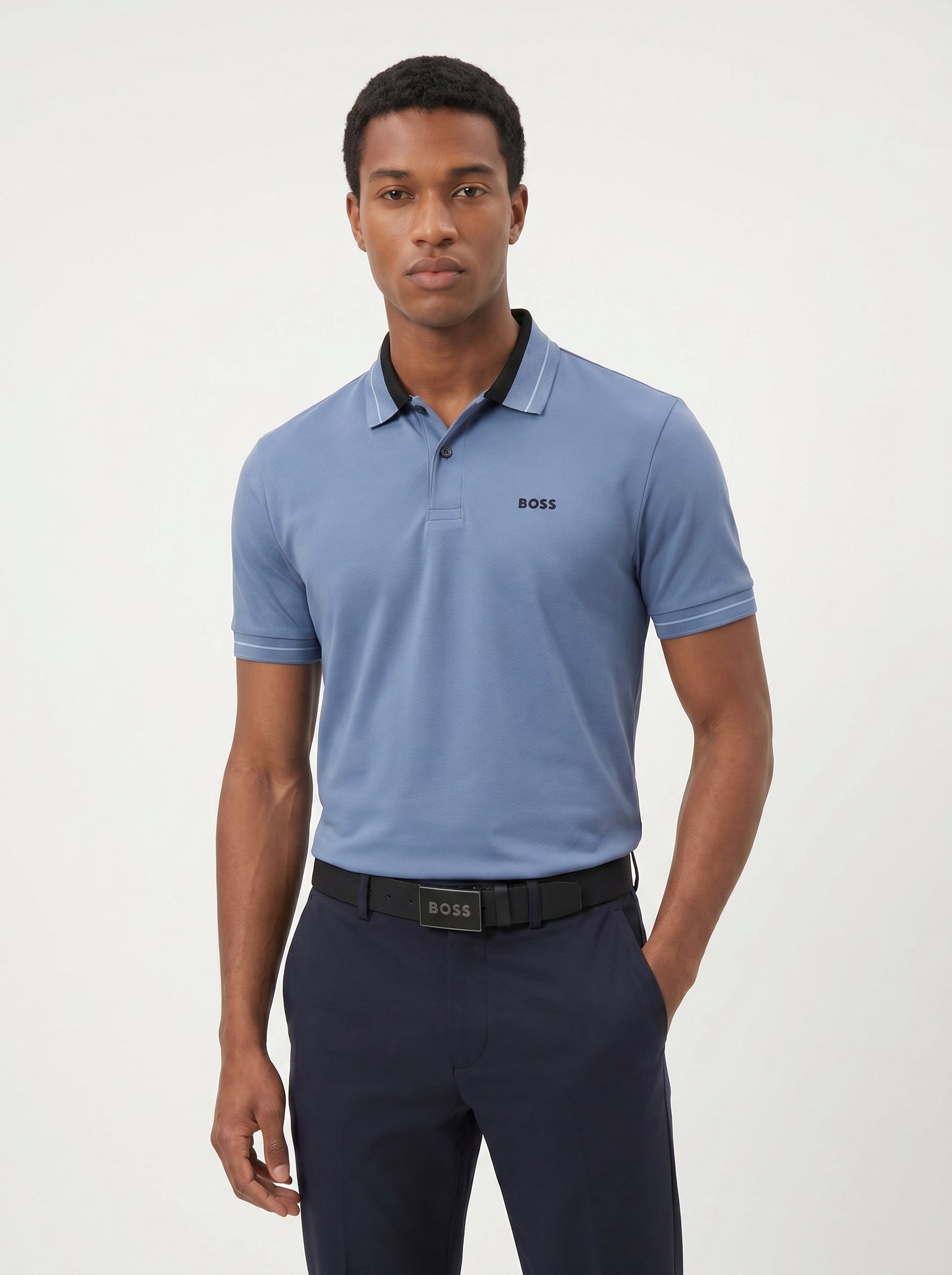 BOSS BY HUGO BOSS Stretch-Cotton Stripe Trim Polo Shirt