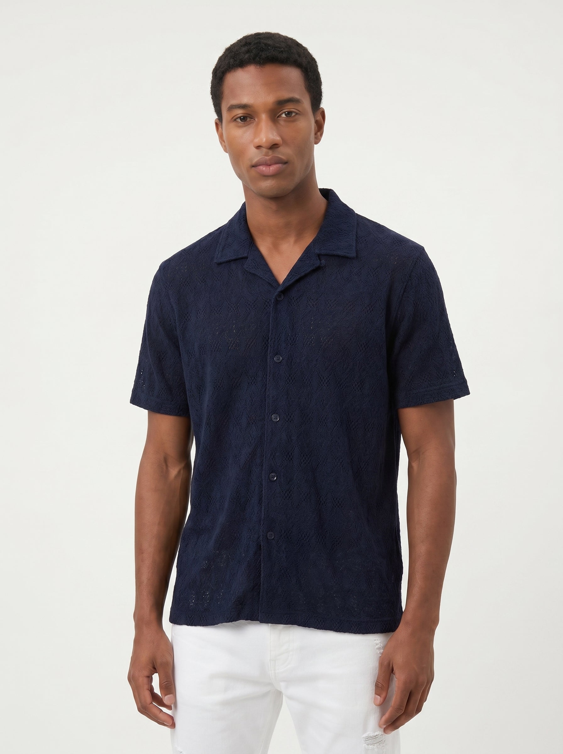 GUESS Coastal Crochet Resort Knit Shirt