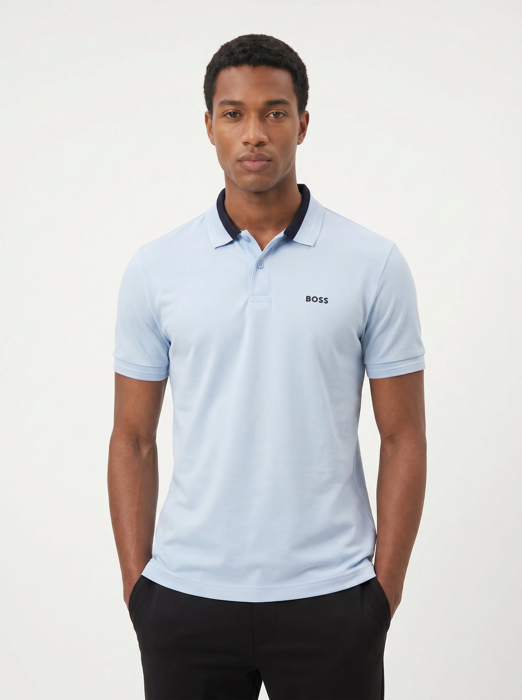 BOSS BY HUGO BOSS Stretch-Cotton Stripe Trim Polo Shirt