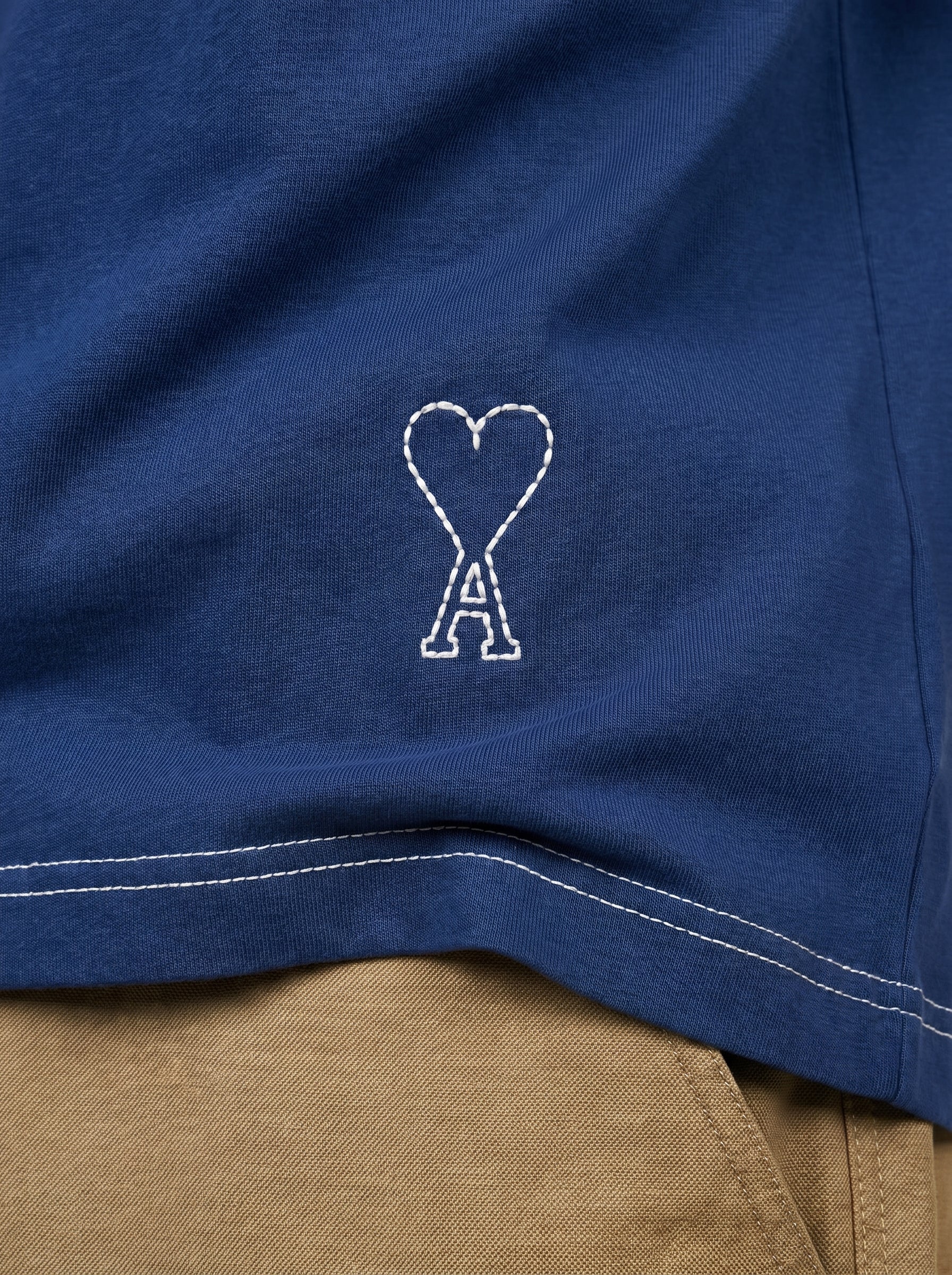 AMI PARIS Top-Stitched Ami de Coeur Cotton-Jersey T-Shirt